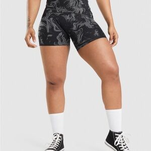 Gymshark Black and Gray Patterned Bike Shorts